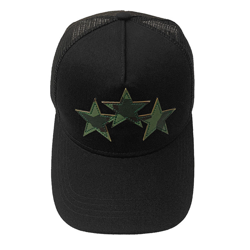 AMIRI 3 Star Trucker Hat – Embroidered Logo Baseball Cap