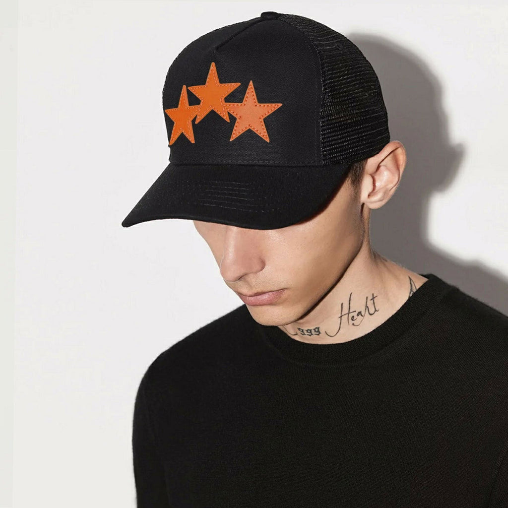 AMIRI 3 Star Trucker Hat – Embroidered Logo Cap (Style 2)