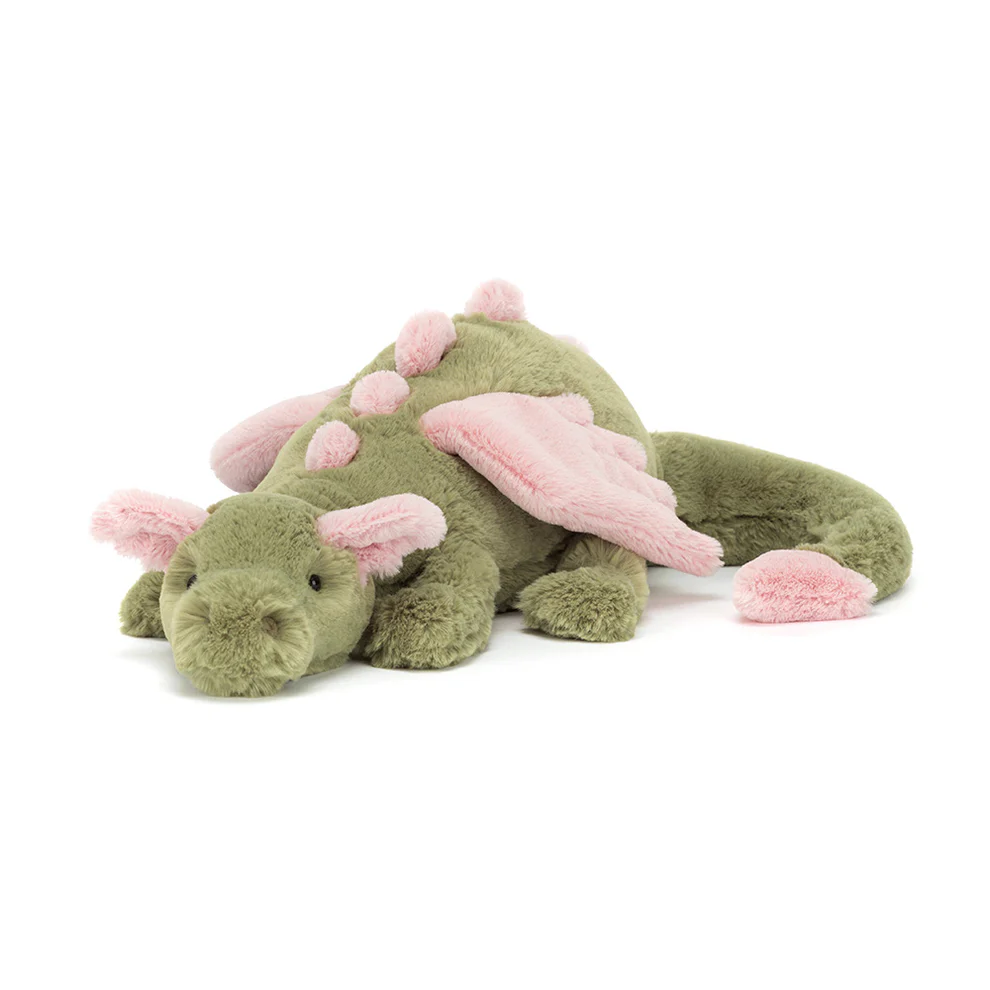 Jellycat Malachy Dragon Plush – Curled Up Stuffed Animal Toy