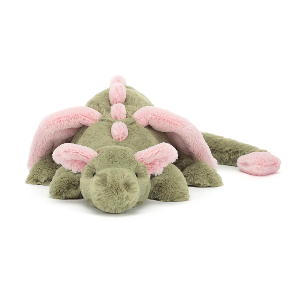 Jellycat Malachy Dragon Plush – Curled Up Stuffed Animal Toy