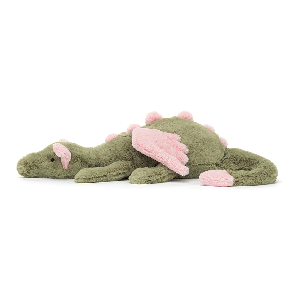 Jellycat Malachy Dragon Plush – Curled Up Stuffed Animal Toy