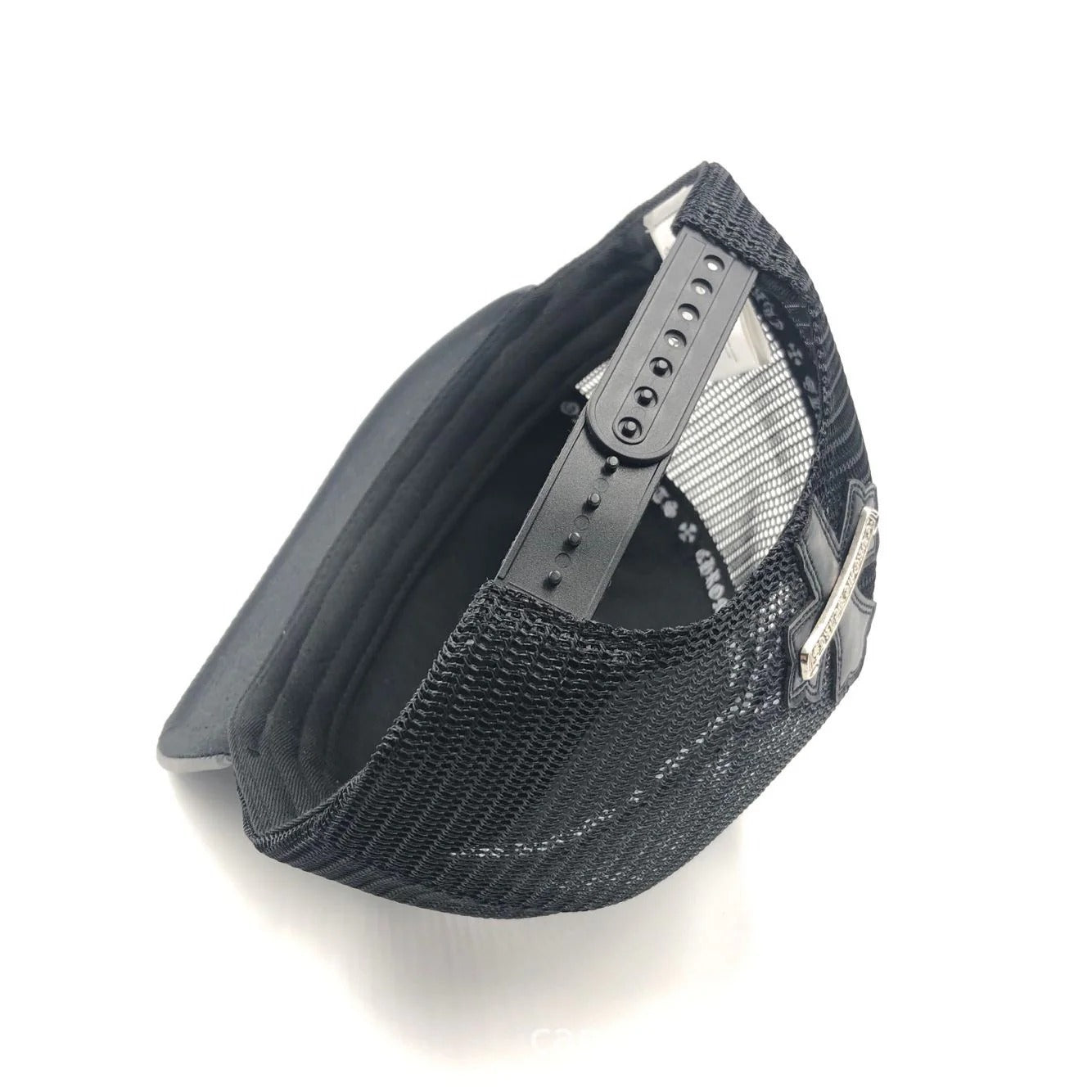 Chrome Hearts Cemetery Cross Leather Stitched Trucker Hat