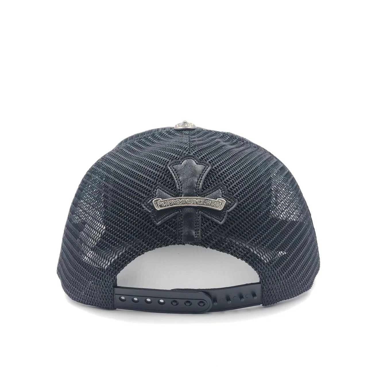 Chrome Hearts Cemetery Cross Leather Stitched Trucker Hat